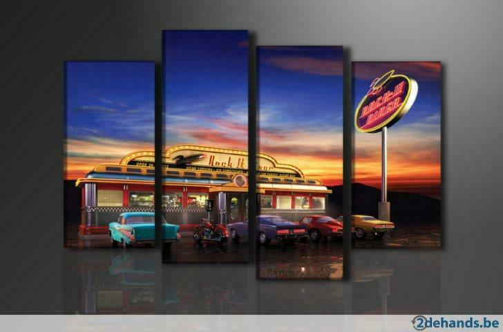 * Nieuw * 4 Luik van Canvas * USA Retro * 80x130cm