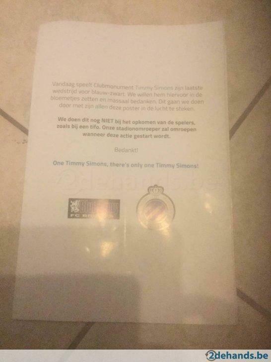 Affiche poster Timmy Simons afscheid Club Brugge, Verzamelen, Ophalen of Verzenden, Gebruikt