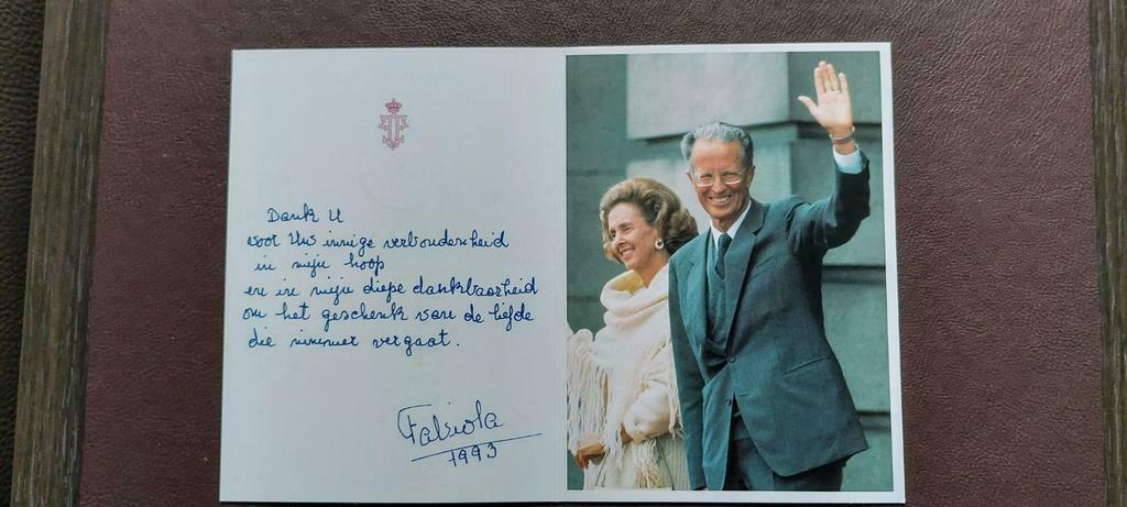 Carte de remerciement Reine Fabiola 1993, Enlèvement ou Envoi, Comme neuf