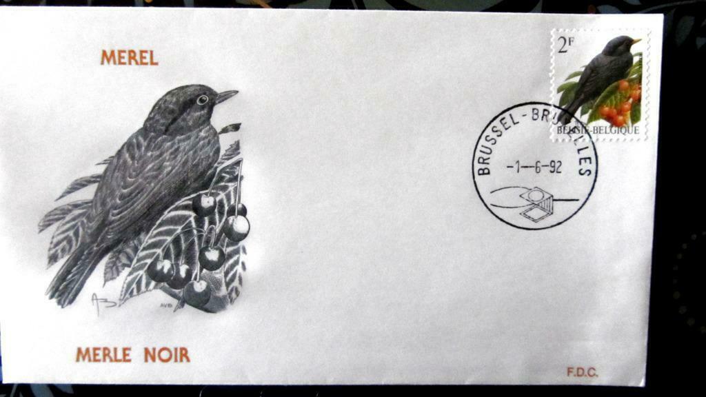 FIRST DAY COVER- VOGELS VAN BUZIN- DE MEREL, Ophalen of Verzenden, Gestempeld, Dier of Natuur