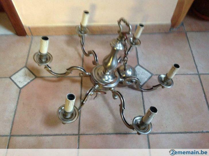 Lustre 6 branches en laiton, Antiquités & Art