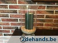 Kaars groen in glazen bokaal, Ophalen, Gebruikt