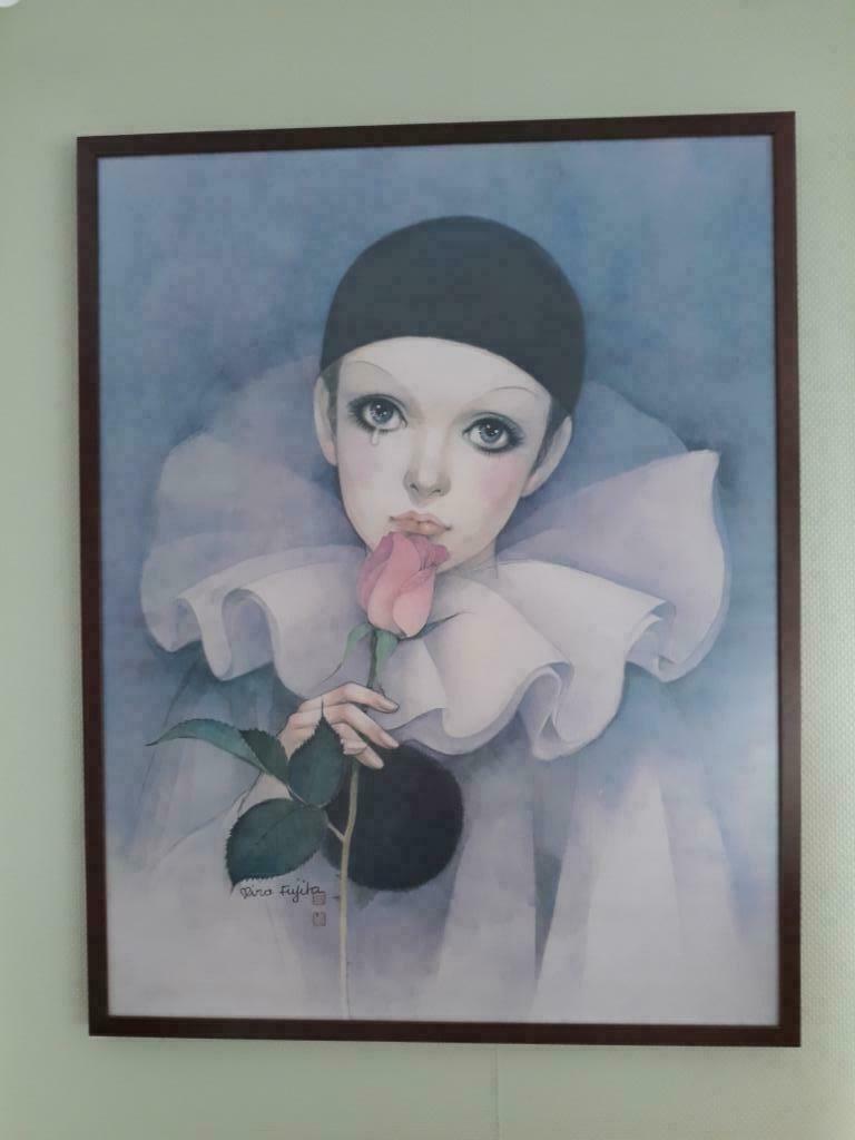 Kader met Pierrot, Ophalen, 50 tot 75 cm, Zo goed als nieuw, 50 tot 75 cm