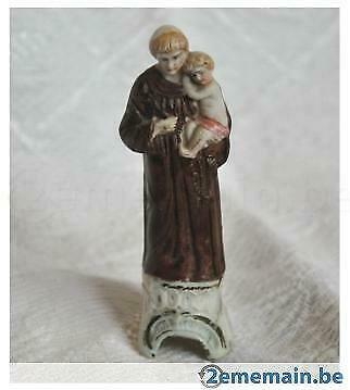 petit saint antoine en biscuit accidenté au socle, Antiquités & Art