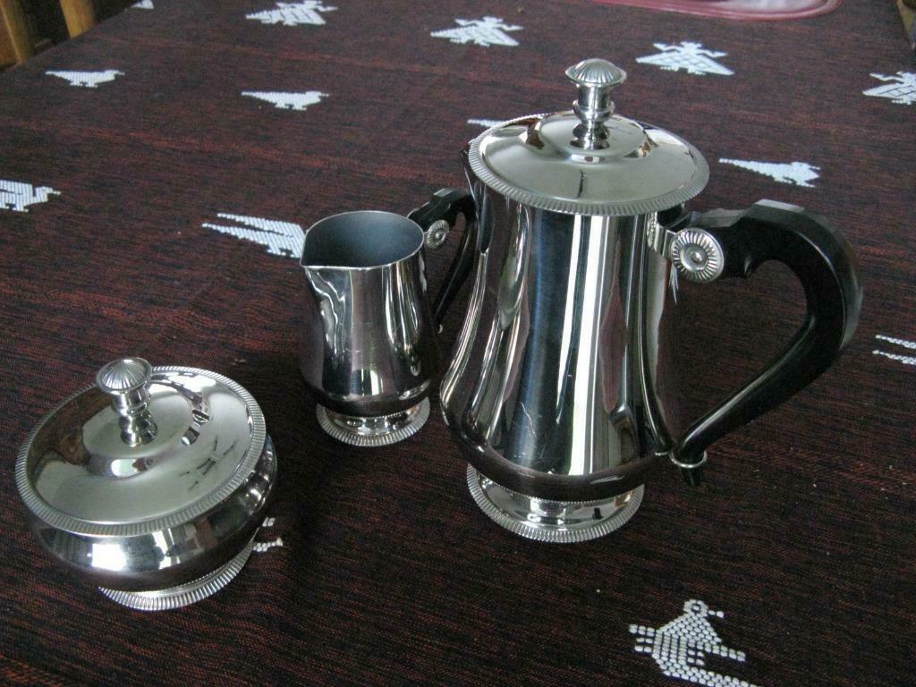 Inox 18/10: koffiekan, melkkan en suikerpot, Huis en Inrichting, Ophalen of Verzenden, Nieuw