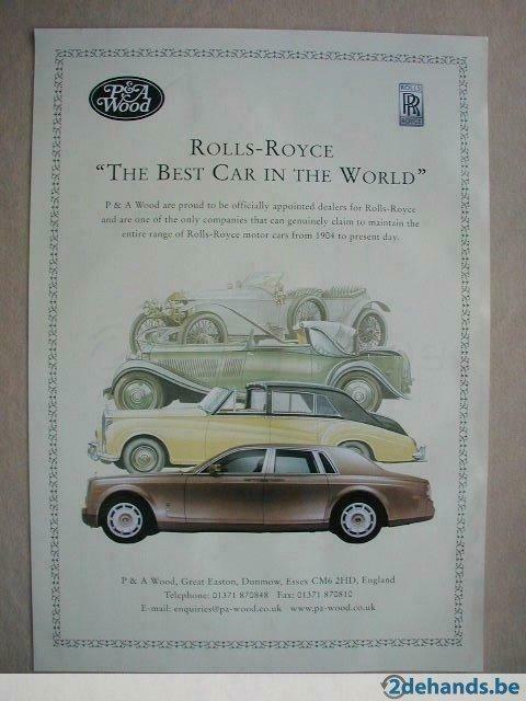 Poster Rolls Royce The Best Car in the World, Verzamelen, Posters, Ophalen of Verzenden, Nieuw