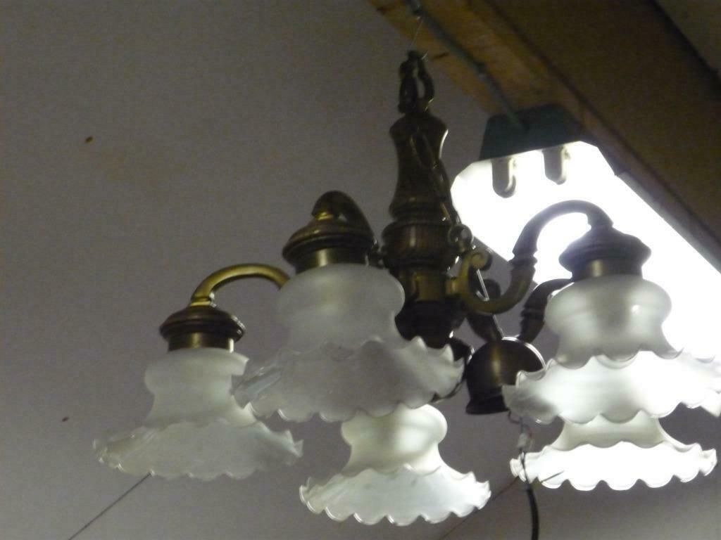 Lustre cinq branches, Maison & Meubles, Enlèvement, Utilisé, Bois