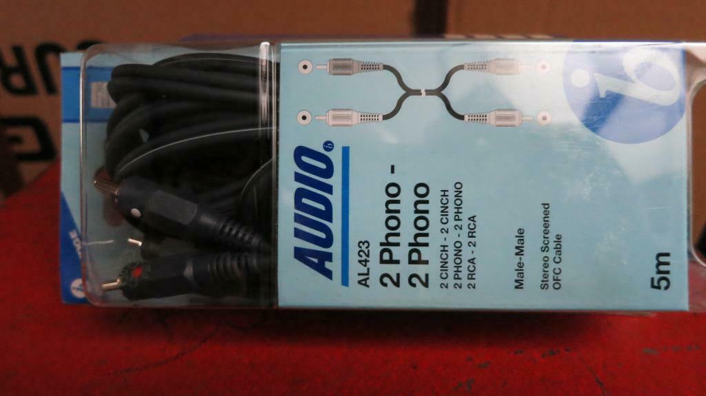 Fiches Bandridge Phono Phono 5.0 m 2 Cinch Mâles / 2 Cinch M, TV, Hi-fi & Vidéo, Enlèvement, Neuf, 5 à 10 mètres, Autres câbles