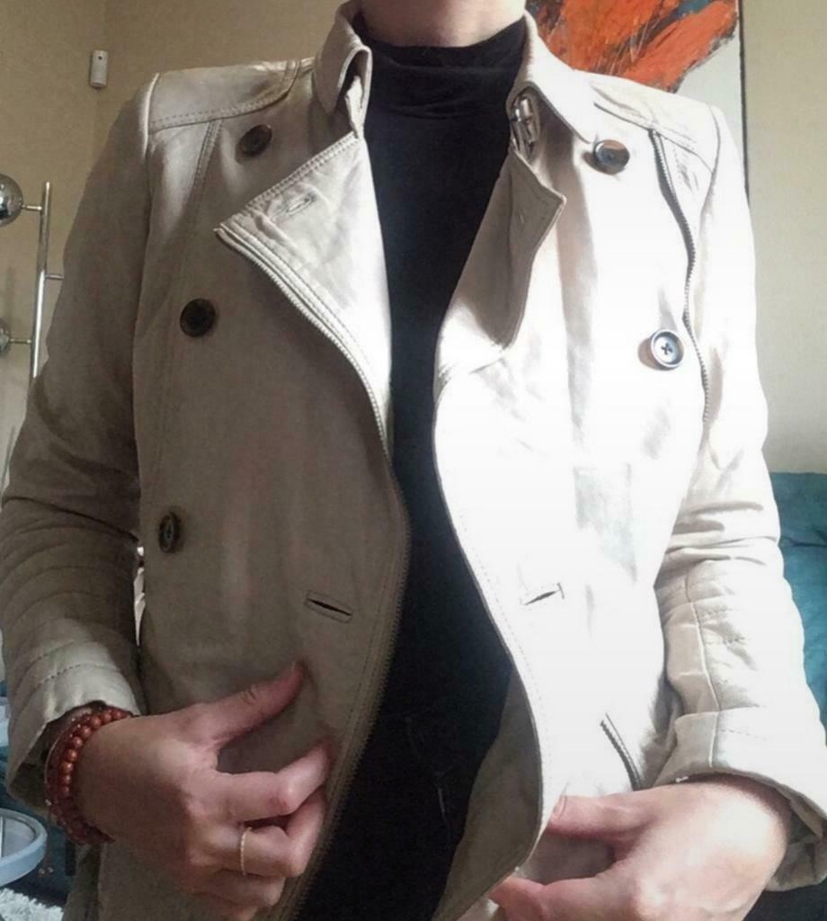 Blouson perfecto CAROLL en cuir beige, Taille 38/40 (M), Enlèvement ou Envoi, Beige, CAROLL