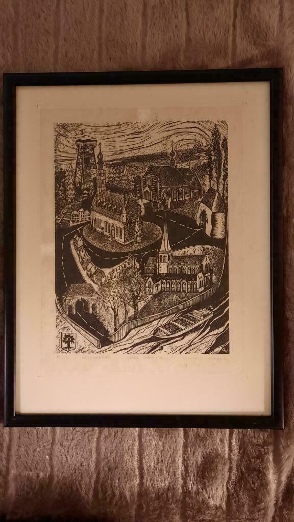 Houtgravure, beperkte oplage Stad Herentals 5/200 Wouters, Antiek en Kunst, Kunst | Etsen en Gravures, Ophalen of Verzenden