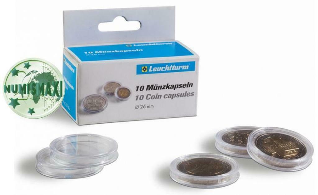 10x Leuchtturm capsules 26 mm voor 2 euromunten, Postzegels en Munten, Ophalen of Verzenden