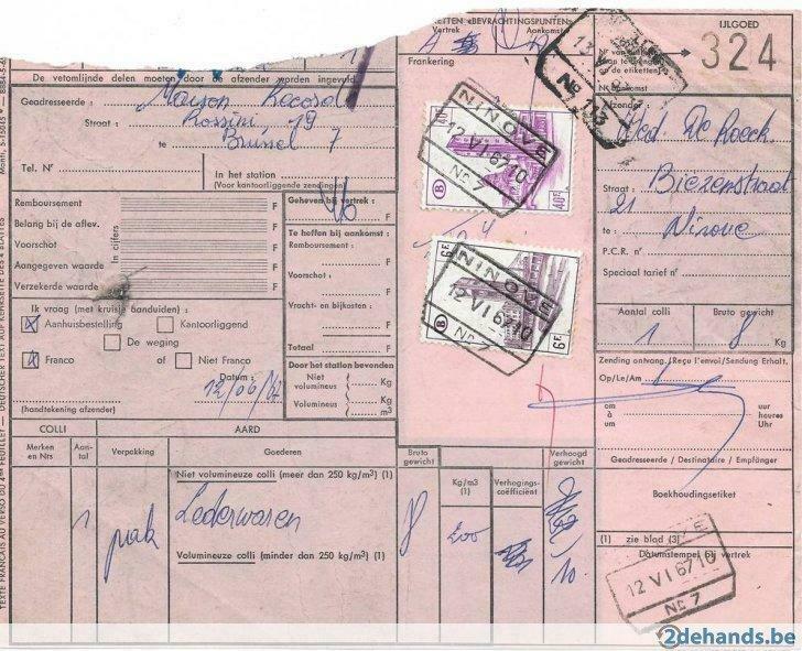 postzegels- borderel- ninove- belgische spoorwegen, Postzegels en Munten, Ophalen of Verzenden