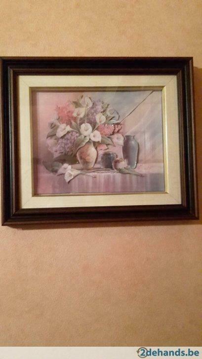 bloemenstilleven in 3-D, in houten kader, Utilisé