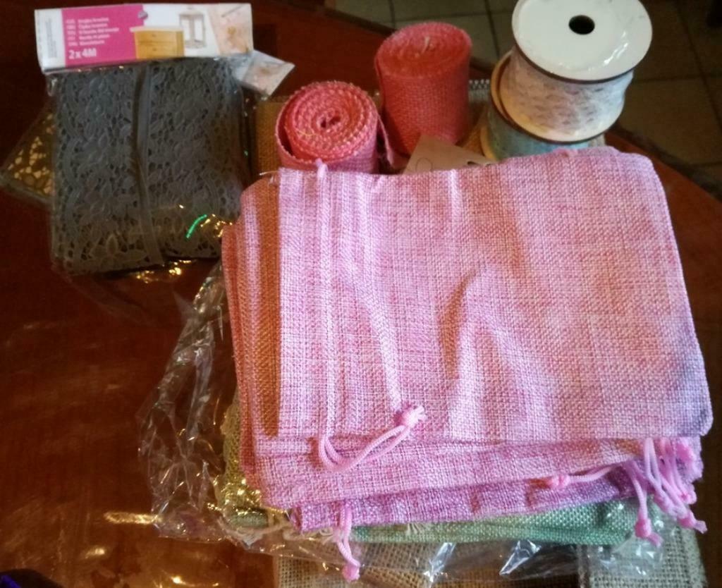 Lot Jute stof - lint - band, Hobby & Loisirs créatifs, Tissus & Chiffons, Enlèvement ou Envoi, Comme neuf, Lin