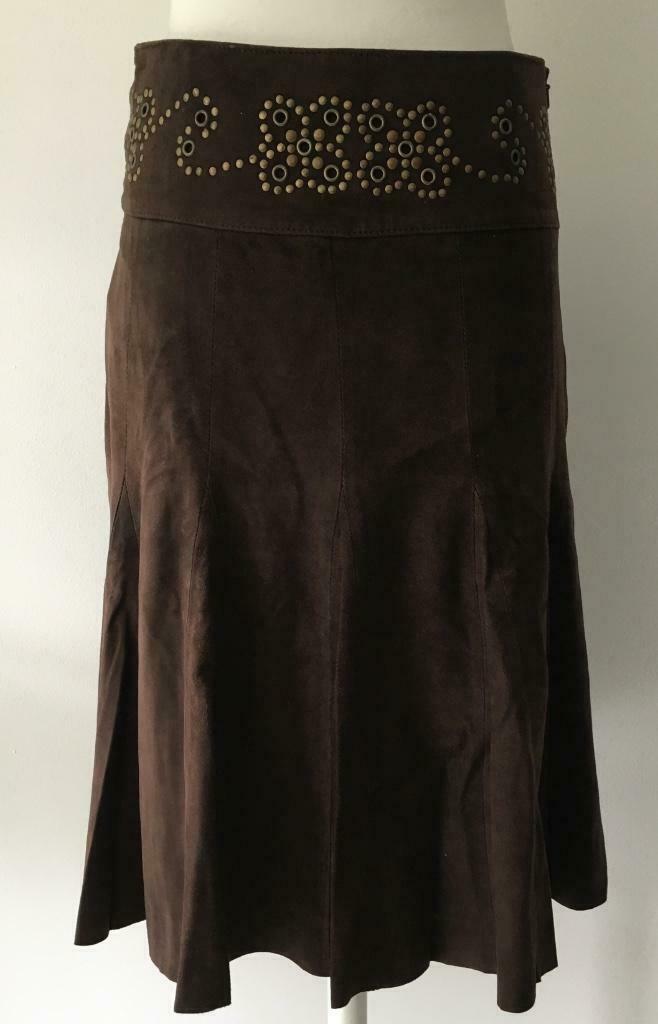 Jupe en cuir de daim par Pauline B. - 36, Taille 36 (S), Comme neuf, Brun, Pauline B