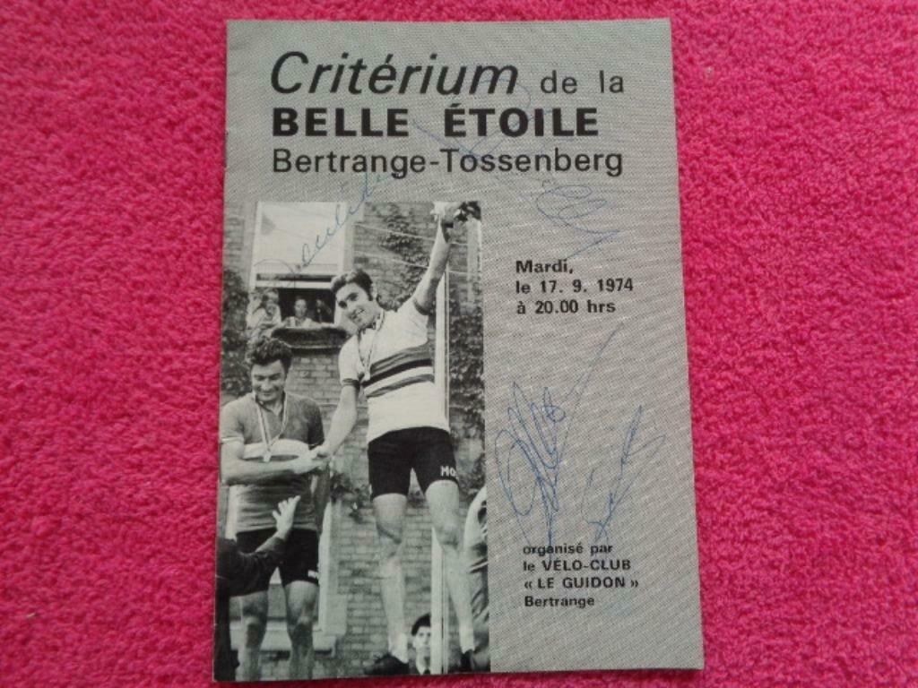 Fascicule Critérium "EDDY MERCKX" 17/09/1974. Vintage, Enlèvement ou Envoi, Utilisé