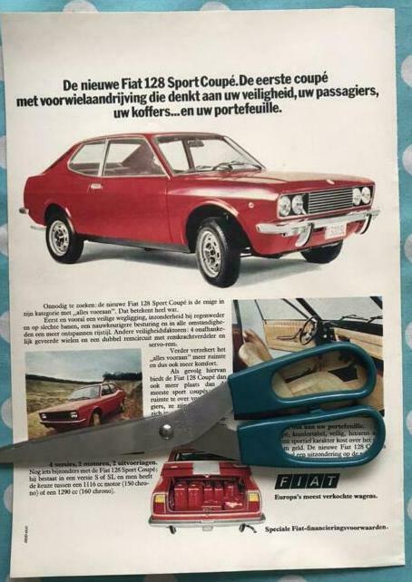 Ancienne publicité Fiat 128 Sport Coupé 1972, Envoi, Comme neuf, Voitures