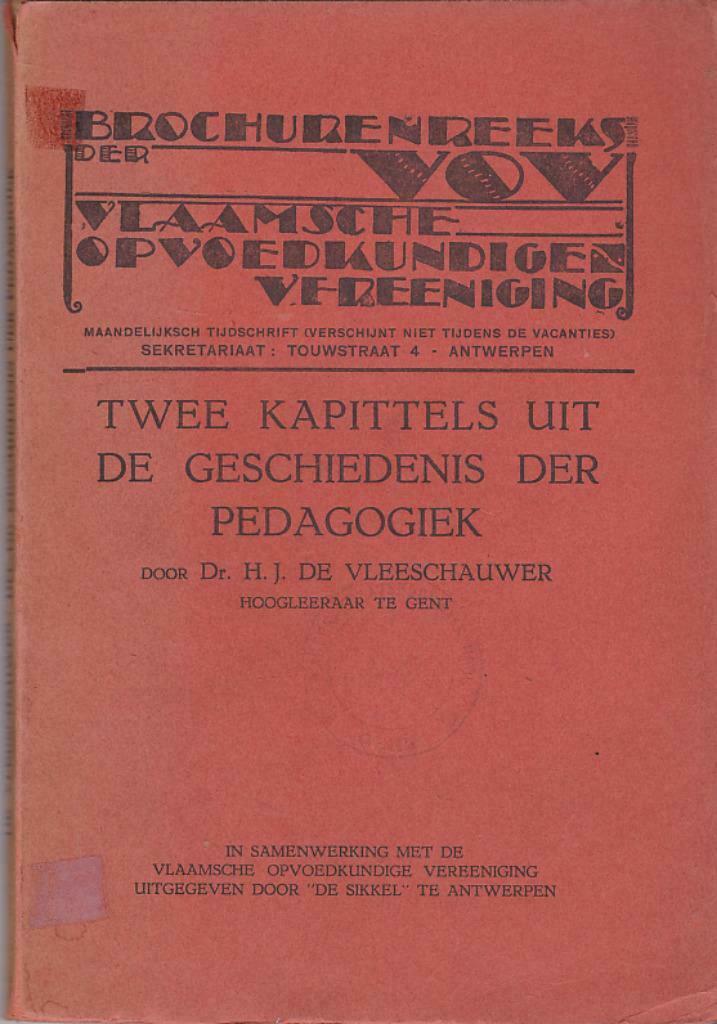 HJ De Vleeschauwer, Twee kapittels uit de Geschiedenis der p, Enlèvement ou Envoi, Alpha, Utilisé, Enseignement supérieur