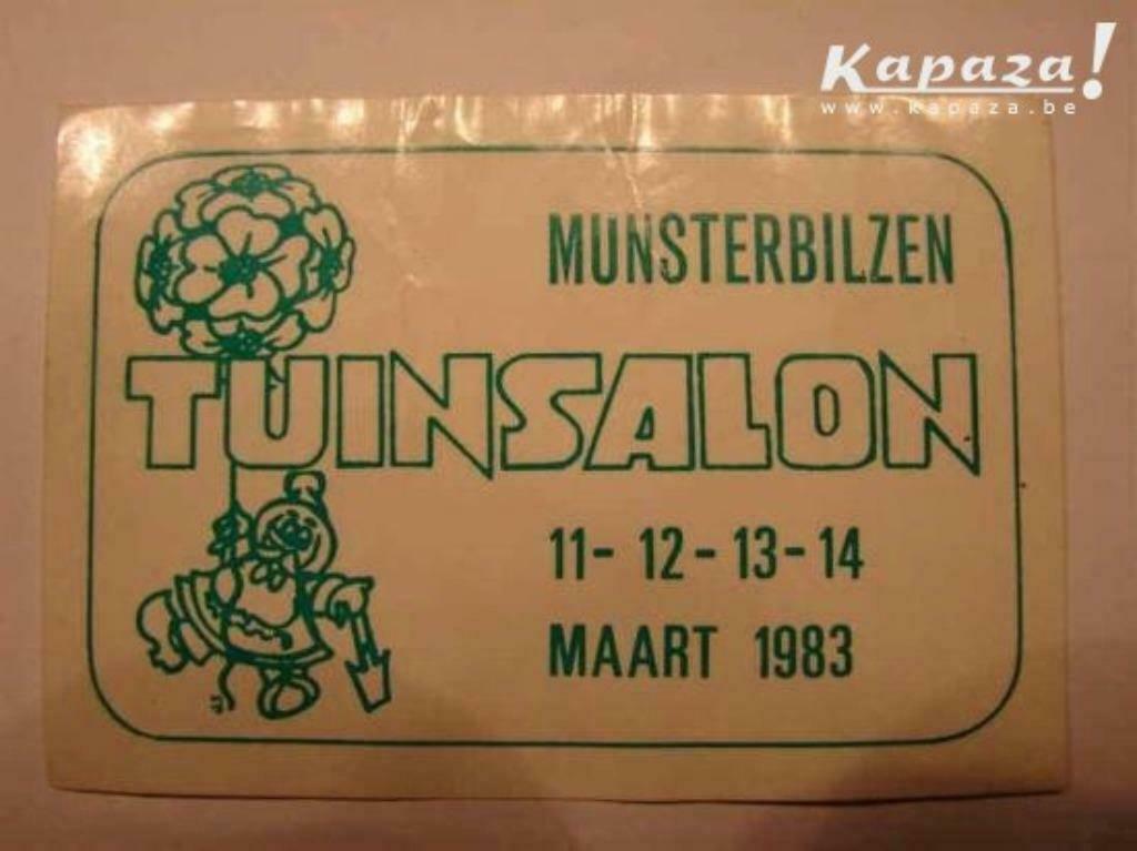 Sticker tuinsalon munsterbilzen maart 1983, Ophalen of Verzenden, Nieuw, Overige typen