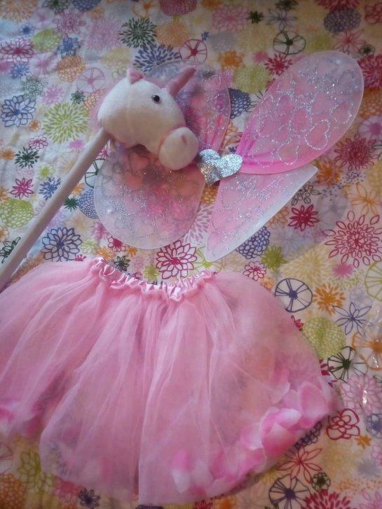 Verkleedpak kleutertje roze rokje met vlindervleugeltjes, Enlèvement, Utilisé, 110 à 116, Fille