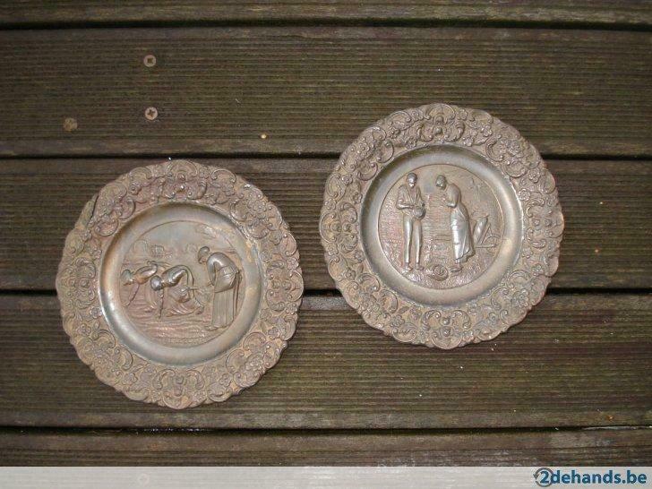 2 Metalen bordjes, Antiek en Kunst, Curiosa en Brocante, Ophalen of Verzenden