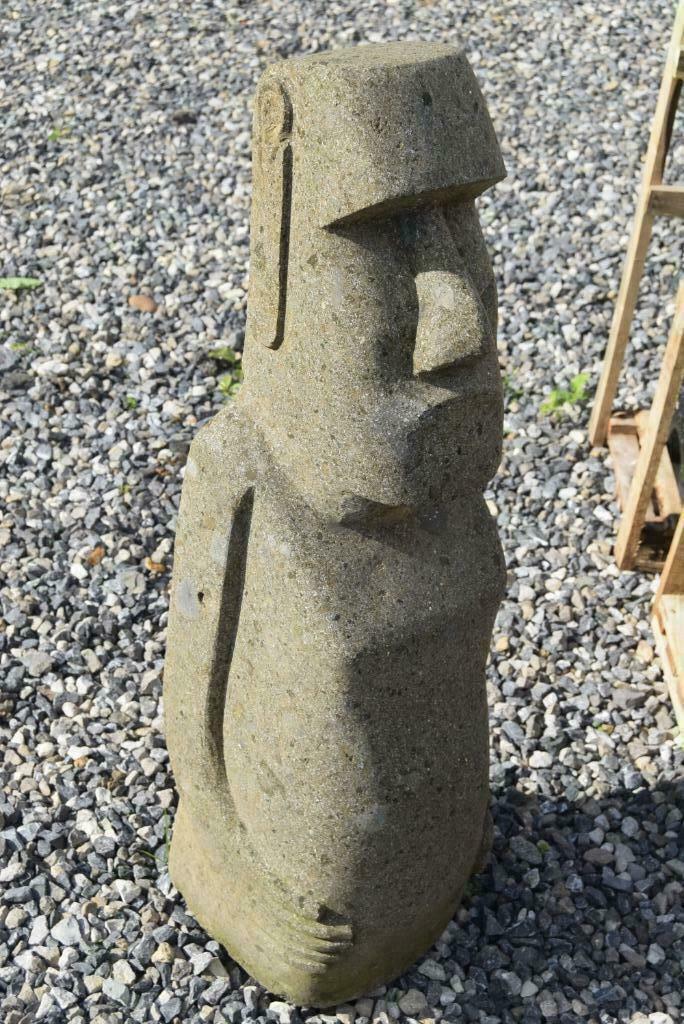Sculptuur, Moaî standbeeld in natuursteen (Hoogte 1.03m), Ophalen, Gebruikt, Steen, Overige typen