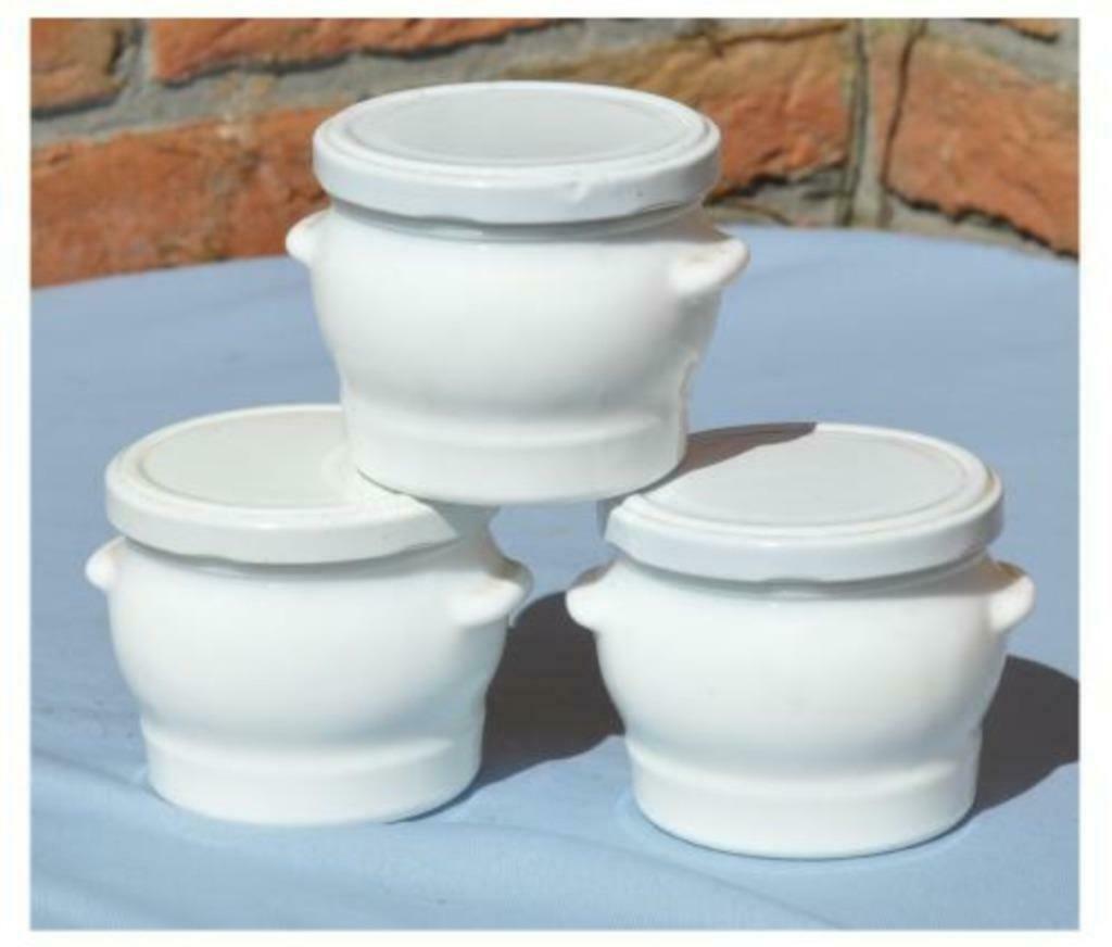 §3 petits pot opaline de foire couvercle metal, Antiquités & Art, Enlèvement ou Envoi