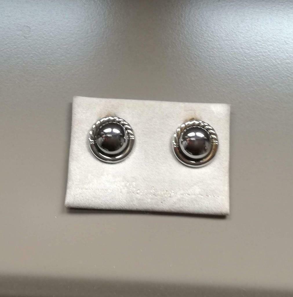 vintage oorbellen met clip grijs metaal - diameter 2,3 cm, Bijoux, Sacs & Beauté, Boucles d'oreilles, Enlèvement ou Envoi, Utilisé