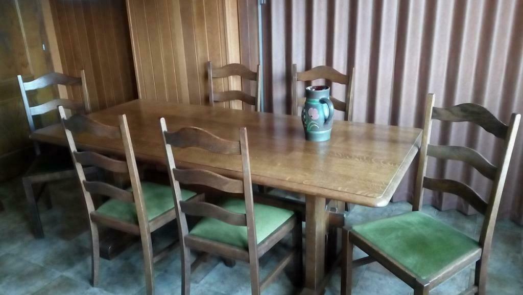 Tables en chêne + 6 chaises, Maison & Meubles, Autres couleurs, Enlèvement, Bois, Cinq, Six Chaises ou plus