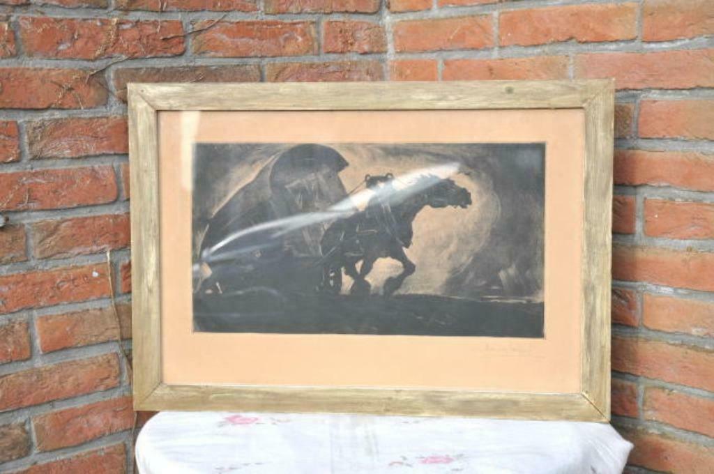 D gravure Marius Carion  la roulotte, Antiquités & Art, Enlèvement ou Envoi