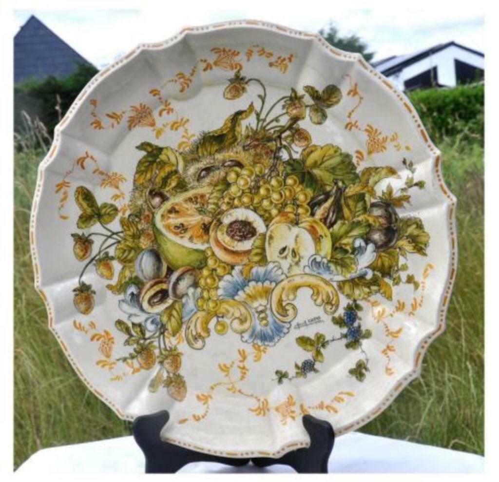 grand plat mural decor fruit signé, Antiquités & Art, Enlèvement ou Envoi