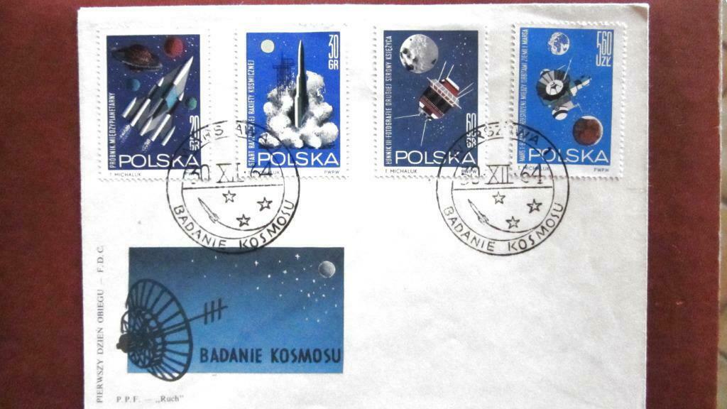 FIRST DAY COVER- THEMA RUIMTEVAART- POLEN, Ophalen of Verzenden, Gestempeld, Overige thema's