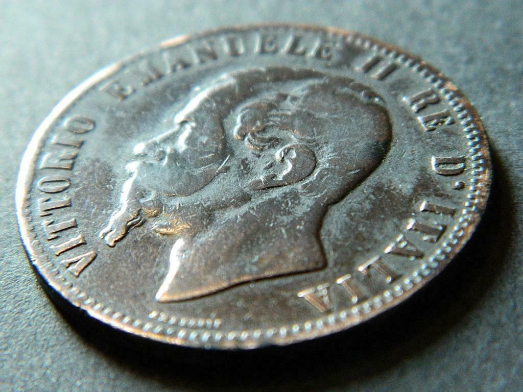 Vittorio Emanuele ( 2 munten ) 1866 - 1867 Italië, Verzenden, Italië, 10 cent, Losse munt