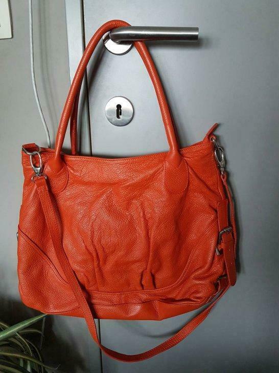 Nieuwe echt lederen handtas, Handtassen en Accessoires, Tassen | Damestassen, Ophalen of Verzenden, Nieuw, Oranje