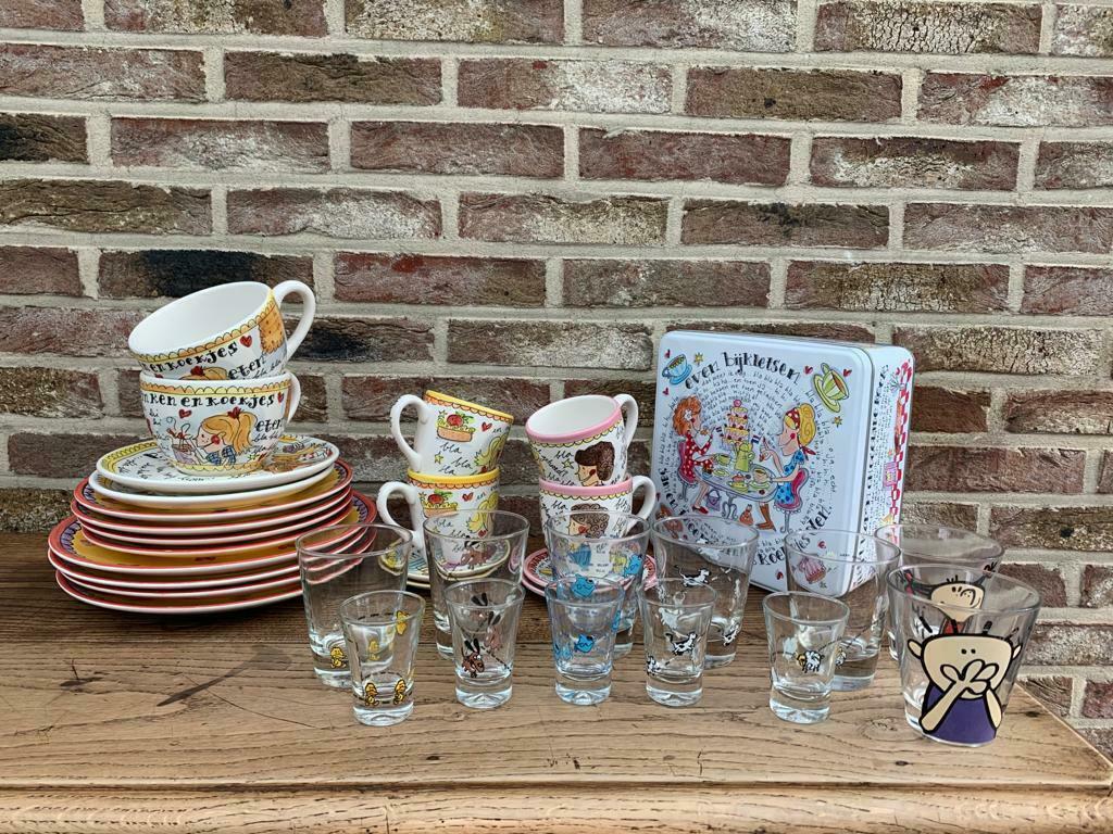 Glazen-borden-tassen, Huis en Inrichting, Keuken | Servies, Zo goed als nieuw, Glas of Glazen, Ophalen of Verzenden