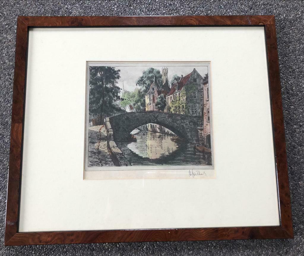 Albert Goethals (1885-1973) gravure Brugge, Antiquités & Art, Enlèvement ou Envoi