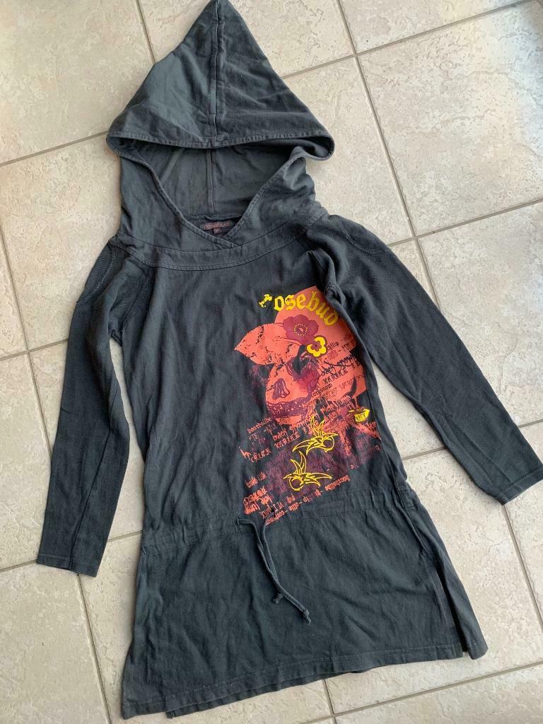 tunique à capuche Rosebud - T. 34 - gris - Bon état, Kleding | Dames, Ophalen, Lange mouw, Maat 34 (XS) of kleiner, Grijs