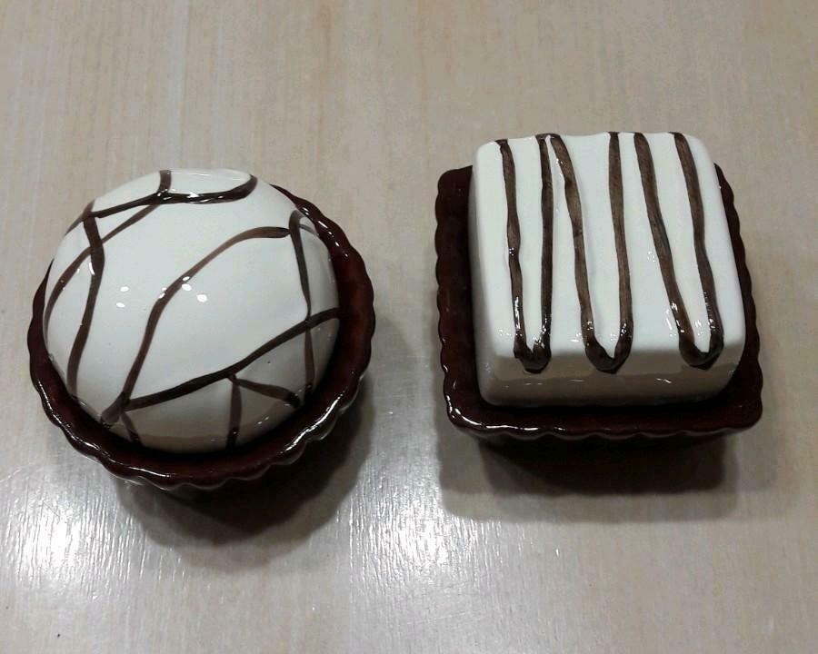 miniatuur gebakje theelicht houder praline, Overige materialen, Bruin, Ophalen of Verzenden, Zo goed als nieuw