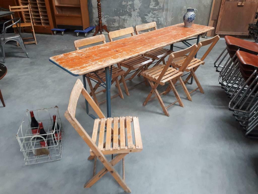 Lot de fêtes anciennes tables pliantes vintage tables de ter, Vintage, Utilisé, 50 à 100 cm, Rectangulaire