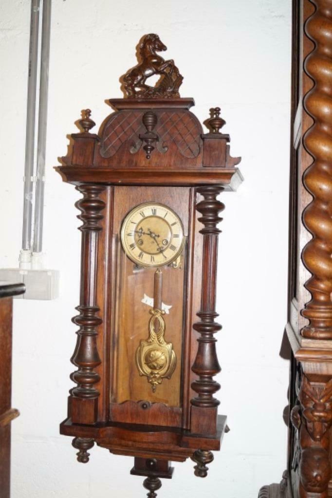 Antieke muurklok in eik H 76cm, Ophalen