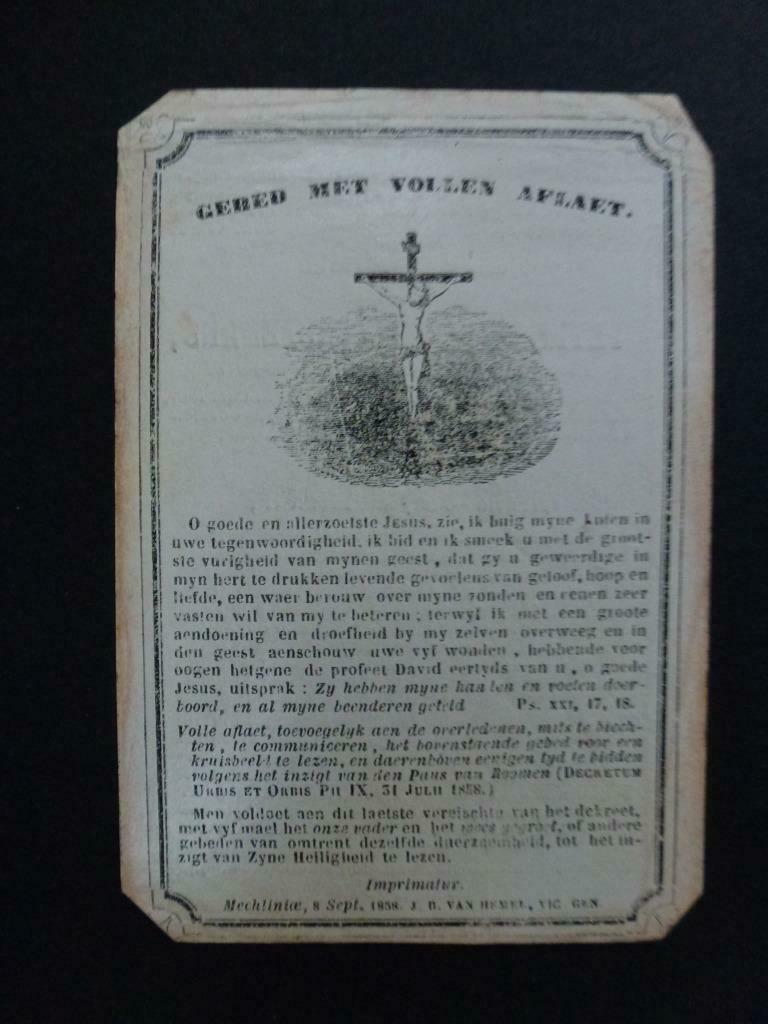 doodsprentje Ceulemans Petrus Joannes  Keerbergen 1801, Verzamelen, Bidprentjes en Rouwkaarten, Verzenden, Rouwkaart