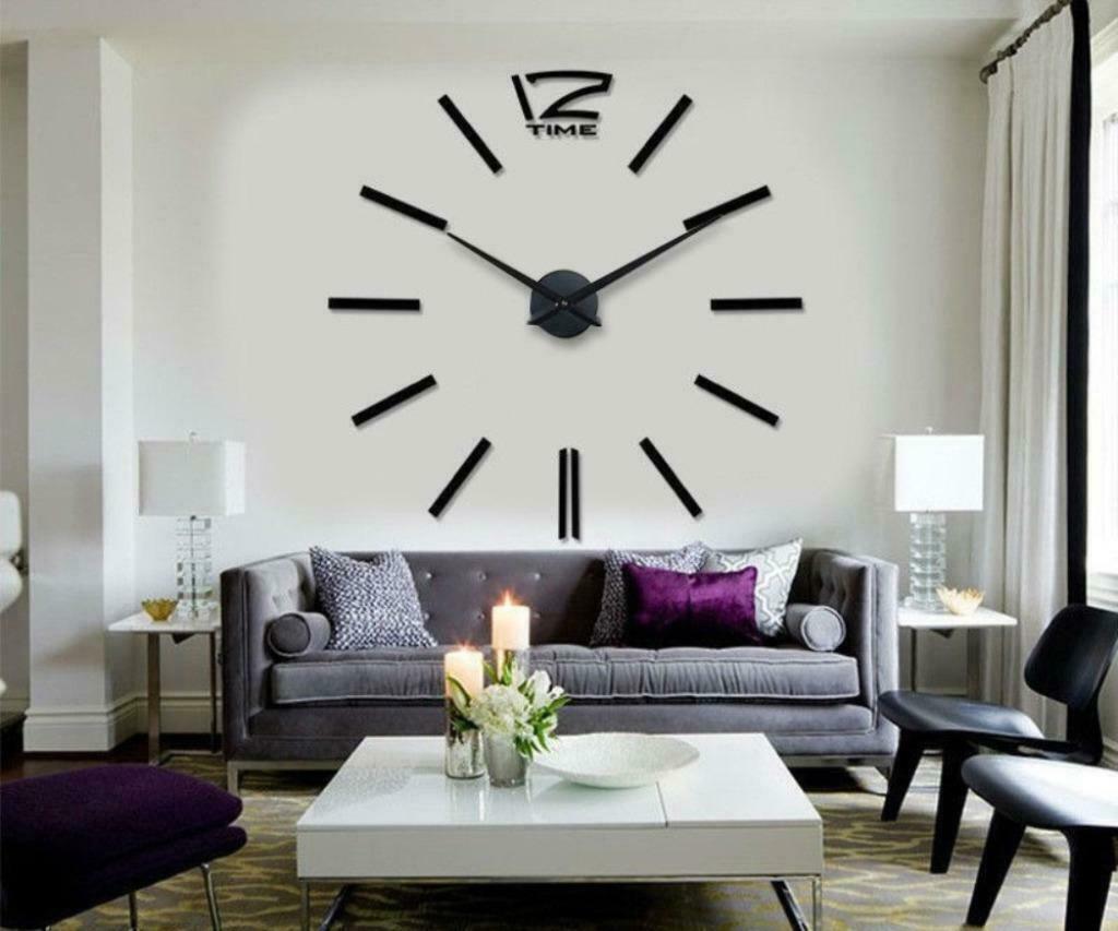 Horloge Murale géante design, moderne, 90-100 cm Neuve Noir, Maison & Meubles, Enlèvement ou Envoi, Neuf, Analogique, Horloge murale