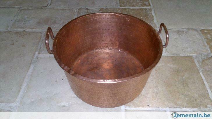 Ancien chaudron en cuivre rouge avec 2 poignées (Très rare), Antiquités & Art