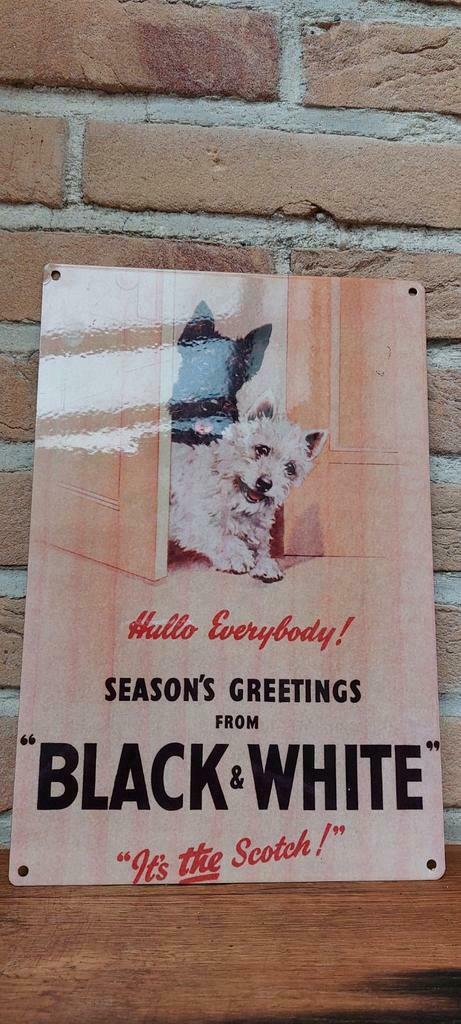 Panneau publicitaire métal Black & White Whisky, Enlèvement ou Envoi, Neuf, Panneau publicitaire