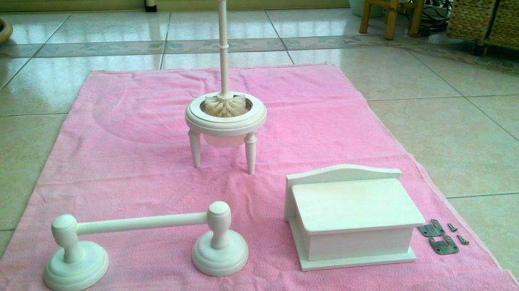 Ensemble porte serviette, porte papier wc, porte brosse wc., Maison & Meubles, Enlèvement, Utilisé, Blanc, Autres types