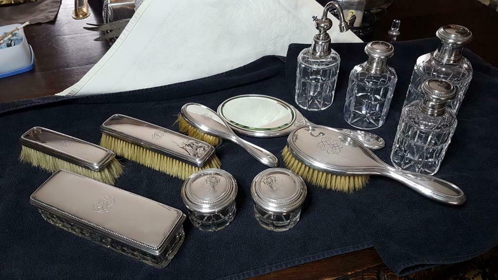 prachtig 12 delig zilver toiletstel van zilversmid  altenloh, Antiek en Kunst, Ophalen, Zilver
