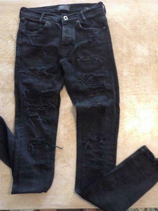 Zwarte ripped jeans 'Zara Man' stretch,veel scheuren,maat 38, Kleding | Heren, Broeken en Pantalons, Zara, Zwart, Overige maten