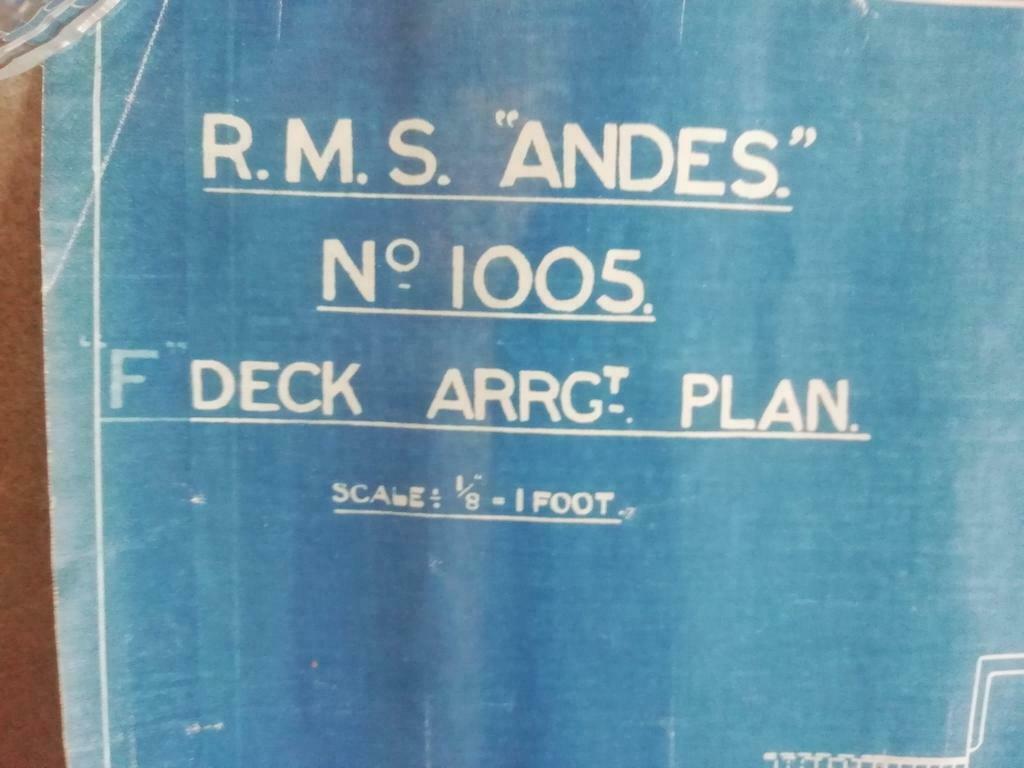 4 Originele plannen R. M. S Andes Cruiseschip 1939. RARE, Watersport en Boten, Beroepsscheepvaart, Ophalen