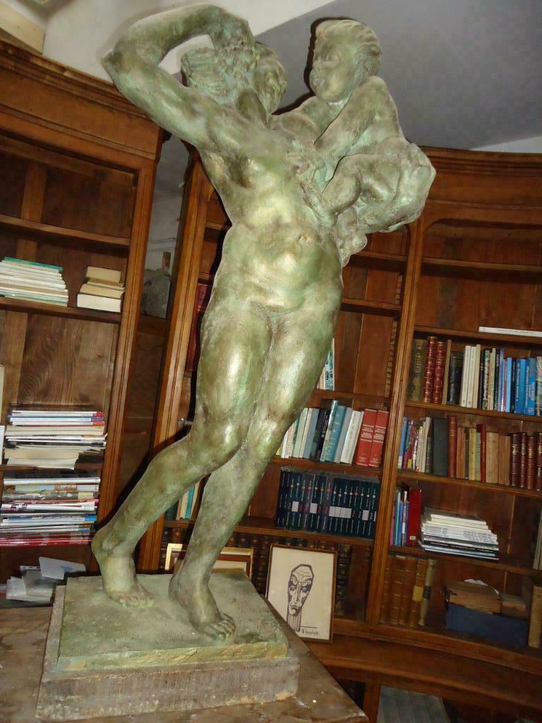 Bernard CALLIE groot staand naakt moeder & kind Bacchante, Ophalen