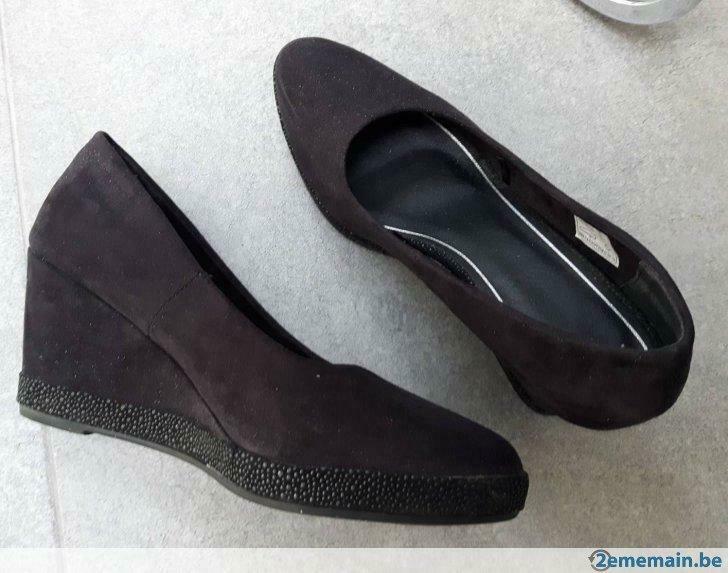 chaussure soir noir haut talon compensé paillettr 37, Enlèvement, Porté, Noir, Autres types